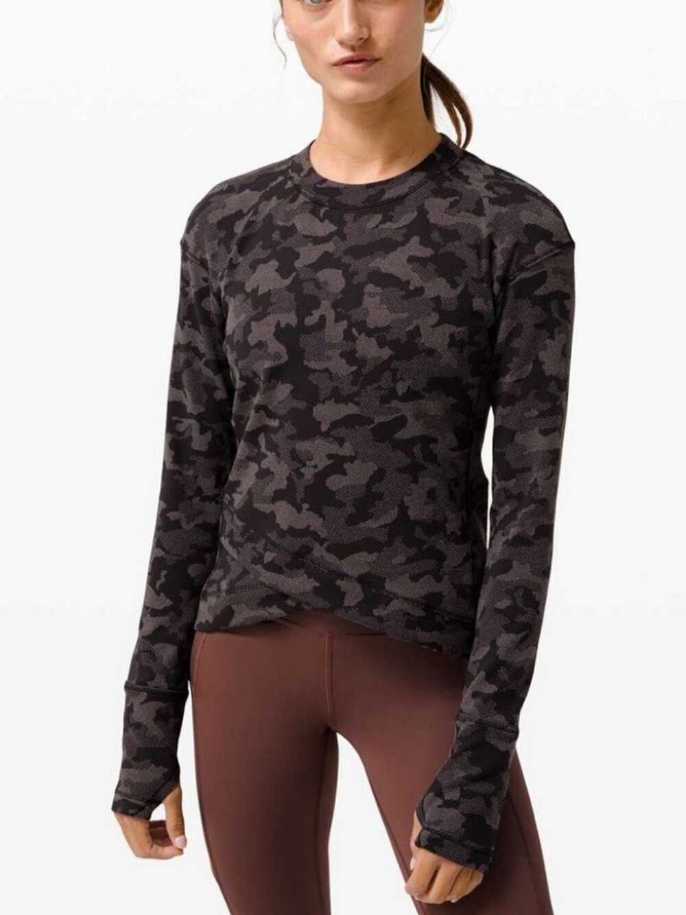 Lululemon Close to Crossing Long Sleeve Rulu Heritage Camo Jacquard Black Lunar